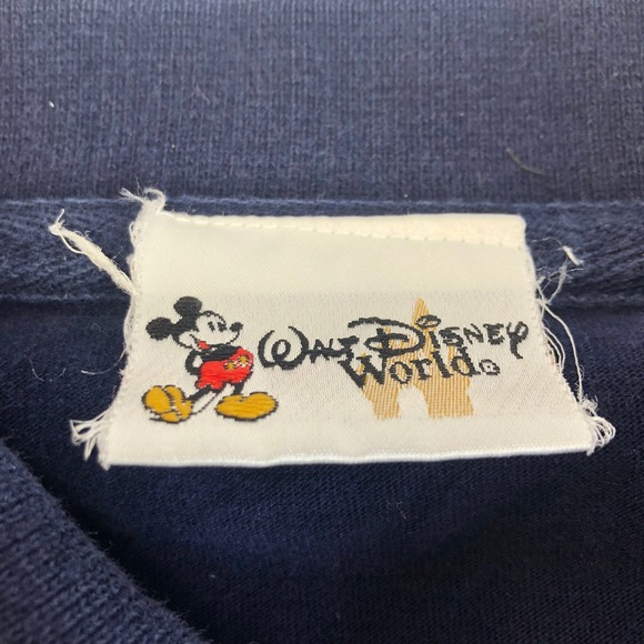 Walt Disney World VTG Polo Shirt Mickey Mouse Golf Embroidered Striped Navy M - Picture 3 of 7